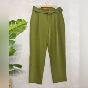 JASON WU | NWOT Green Pleated Waist Belted Pants - Size 12